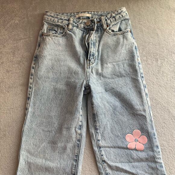 PacSun Boyfriend Jeans Light Blue Flower Graphic Sz 24 - Picture 7 of 16